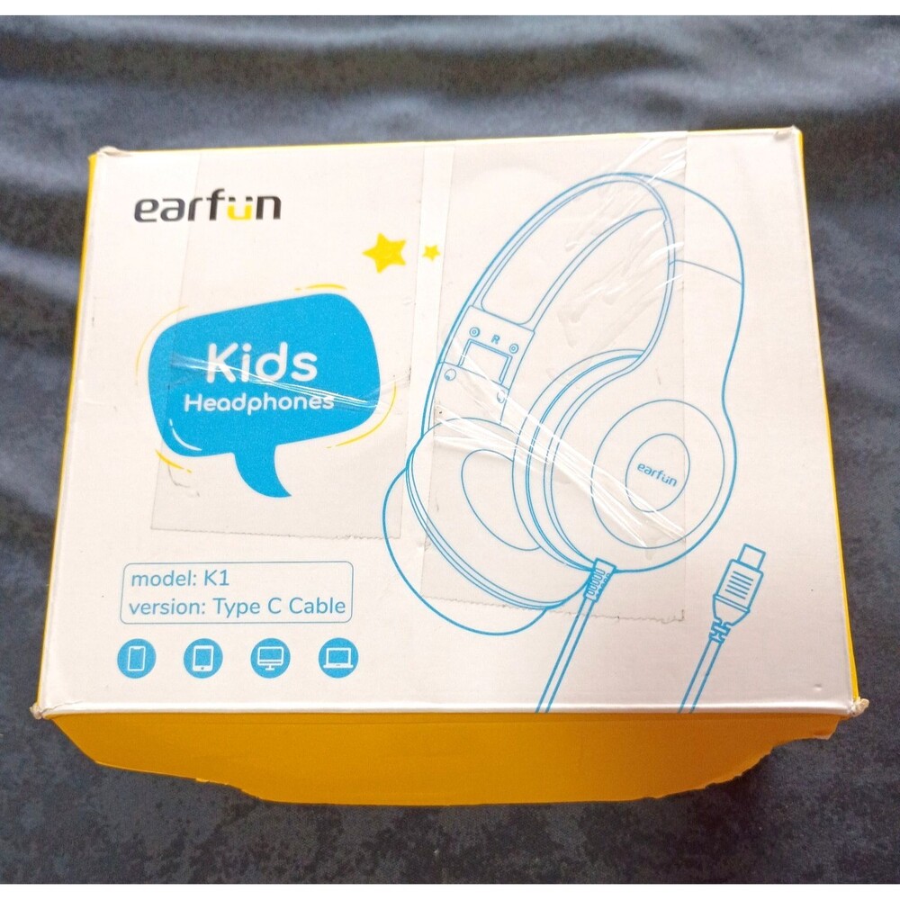 EarFun K1 Wired Kids Headphones USB-C 3.5mm Volume Limit Foldable Blue